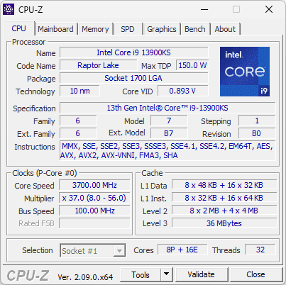 CPU-Z 截图显示 CPU 名称、核心数和主频
